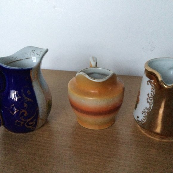 Lot of 6 vintage hand painted milk jars small mixed Japan west Germany England - Picture 3 of 7